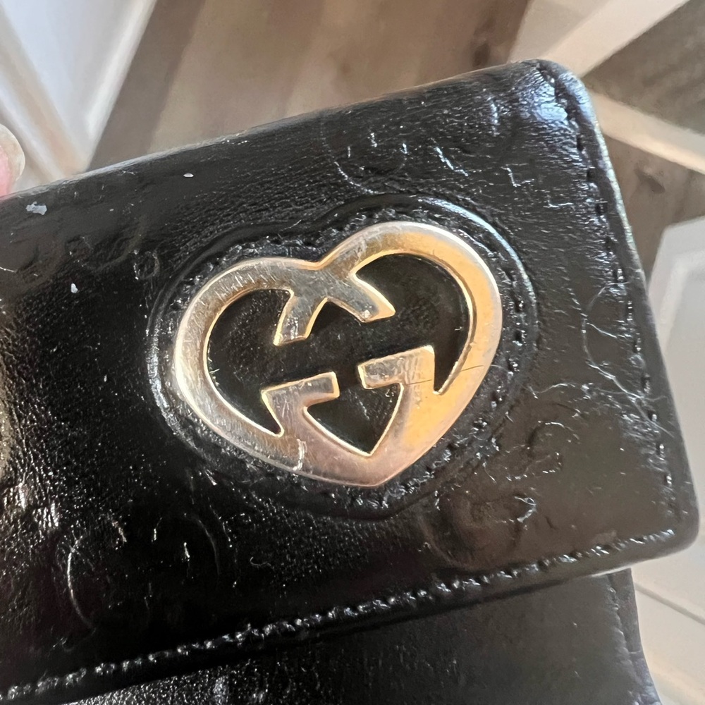 Preloved Gucci keyholder - reconditioned with black leather dye.